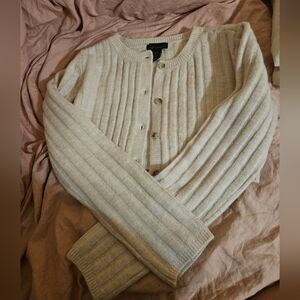 House of Harlow 1960 Cream Ribbed Cardigan